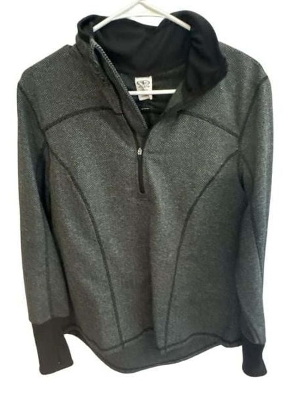 Athletic Works 1/4 Zip Pullover Size L (12-14) Gray Herringbone